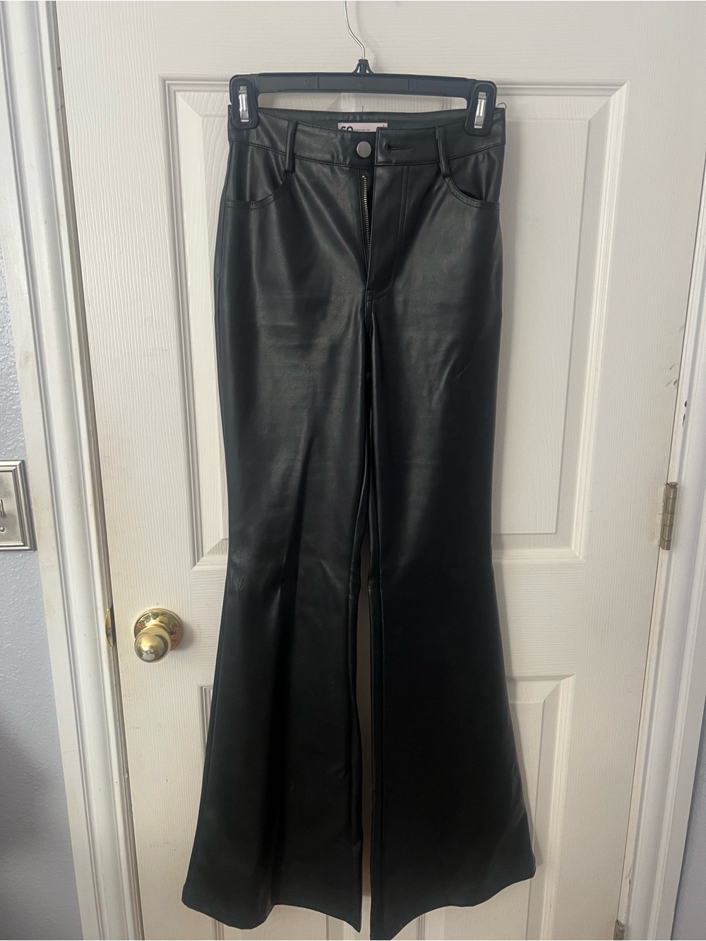 SO Black Faux Leather Flare Pants